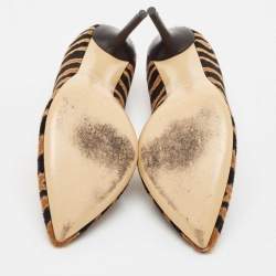 Gucci Beige Black/Black Calf Hair Pointed Toe Pumps Size 36.5