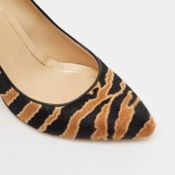 Gucci Beige Black/Black Calf Hair Pointed Toe Pumps Size 36.5