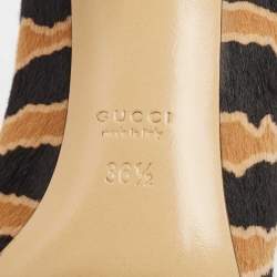 Gucci Beige Black/Black Calf Hair Pointed Toe Pumps Size 36.5