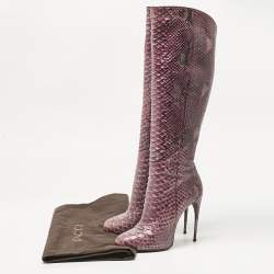 Gucci Purple Python Leather Knee Length Boots Size 39