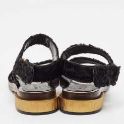 Pre Owned Gucci Black Velvet Slingback Sandals Size 37