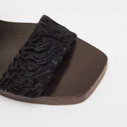 Pre Owned Gucci Black Velvet Slingback Sandals Size 37