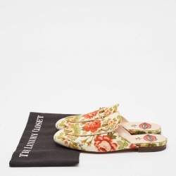 Gucci Multicolor Floral Canvas Princetown Horsebit Flat Mules Size 38