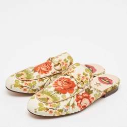 Gucci Multicolor Floral Canvas Princetown Horsebit Flat Mules Size 38