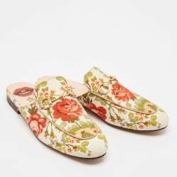Gucci Multicolor Floral Canvas Princetown Horsebit Flat Mules Size 38