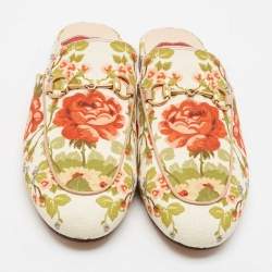 Gucci Multicolor Floral Canvas Princetown Horsebit Flat Mules Size 38
