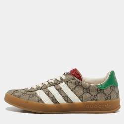 Gucci x Adidas Beige GG Supreme Canvas Gazelle Sneakers Size 38