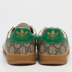 Gucci x Adidas Beige GG Supreme Canvas Gazelle Sneakers Size 38