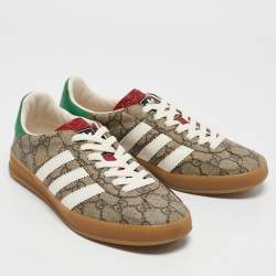 Gucci x Adidas Beige GG Supreme Canvas Gazelle Sneakers Size 38
