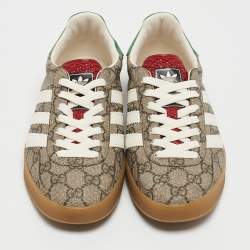 Gucci x Adidas Beige GG Supreme Canvas Gazelle Sneakers Size 38