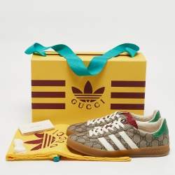Gucci x Adidas Beige GG Supreme Canvas Gazelle Sneakers Size 38