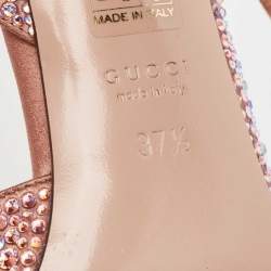 Pre Owned Gucci Two Tone Satin Crystal Embellished Slingback Pumps Size 37.5