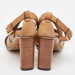 Gucci Tan Leather Crisscross Ankle Strap Sandals Size 36