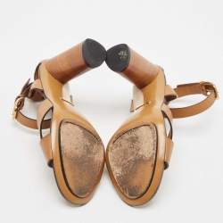 Gucci Tan Leather Crisscross Ankle Strap Sandals Size 36