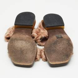 Gucci Beige Fur Slingback Sandals Size 37