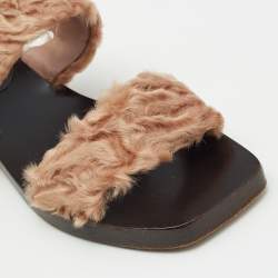 Gucci Beige Fur Slingback Sandals Size 37