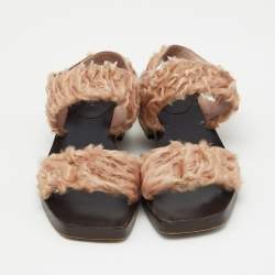 Gucci Beige Fur Slingback Sandals Size 37