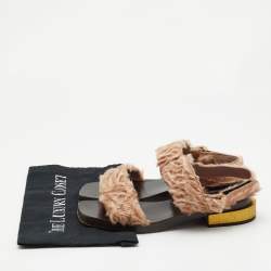 Gucci Beige Fur Slingback Sandals Size 37