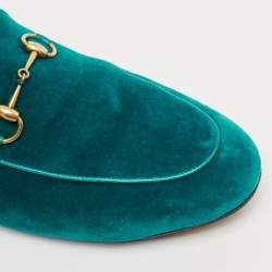 Gucci Blue Velvet and Fur Horsebit Princetown Flat Mules Size 40
