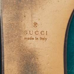Gucci Blue Velvet and Fur Horsebit Princetown Flat Mules Size 40