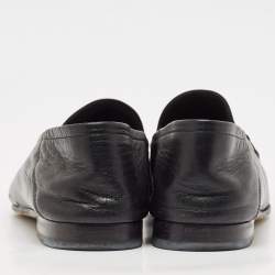 Pre Owned Gucci Black Leather Jordaan Horsebit Slip On Loafers Size 39.5
