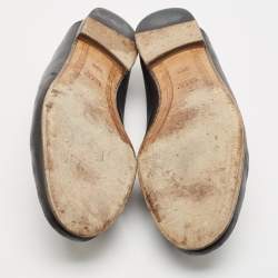 Pre Owned Gucci Black Leather Jordaan Horsebit Slip On Loafers Size 39.5