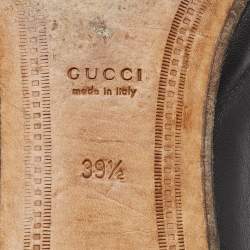 Pre Owned Gucci Black Leather Jordaan Horsebit Slip On Loafers Size 39.5