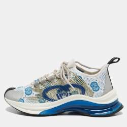 Pre Owned Gucci Multicolor Fabric and Rubber Lace Up Sneakers Size 36