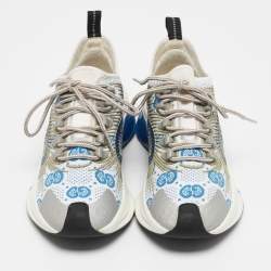 Pre Owned Gucci Multicolor Fabric and Rubber Lace Up Sneakers Size 36