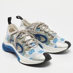 Pre Owned Gucci Multicolor Fabric and Rubber Lace Up Sneakers Size 36