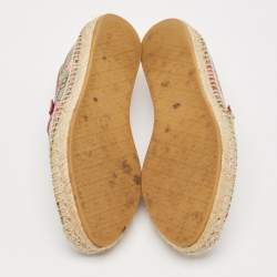 Pre Owned Gucci Beige/Brown GG Blooms Print Supreme Canvas Espadrille Flats Size 37