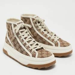 Gucci Beige GG Canvas Tennis 1977 Treck Sneakers Size 39