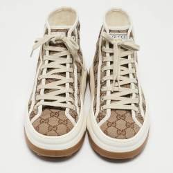 Gucci Beige GG Canvas Tennis 1977 Treck Sneakers Size 39