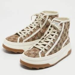 Gucci Beige GG Canvas Tennis 1977 Treck Sneakers Size 39