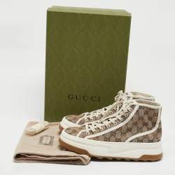 Gucci Beige GG Canvas Tennis 1977 Treck Sneakers Size 39