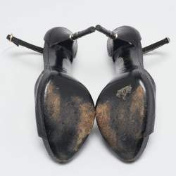 Gucci Black Snakeskin Leather Ankle Strap Sandals Size 39
