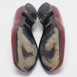 Pre Owned Gucci Red Patent Leather Horsebit Slip On Loafers Size 36
