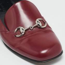 Pre Owned Gucci Red Patent Leather Horsebit Slip On Loafers Size 36