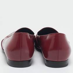 Pre Owned Gucci Red Patent Leather Horsebit Slip On Loafers Size 36