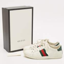 Gucci White Leather Web Ace Sneakers Size 38