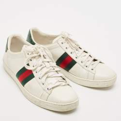 Gucci White Leather Web Ace Sneakers Size 38