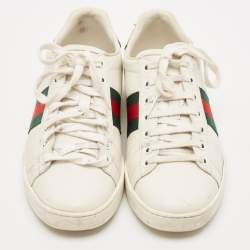 Gucci White Leather Web Ace Sneakers Size 38
