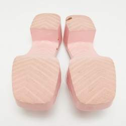 Gucci Pink Rubber Embossed Logo Slide Sandals Size 37