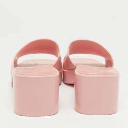 Gucci Pink Rubber Embossed Logo Slide Sandals Size 37