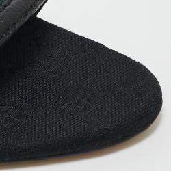 Pre Owned Gucci Black Leather And Web Ankle Strap Sandals Size 40