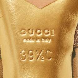 Gucci Beige GG Canvas Studded Heel Peep Toe Mules Size 39.5