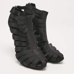 Gucci Black Elastic and Suede Strappy Ankle Booties Size 38.5