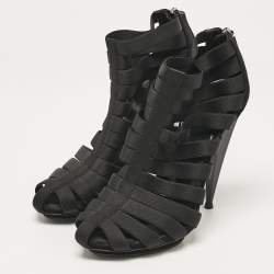 Gucci Black Elastic and Suede Strappy Ankle Booties Size 38.5