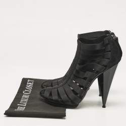 Gucci Black Elastic and Suede Strappy Ankle Booties Size 38.5