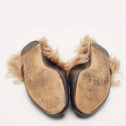 Gucci Black Leather And Fur Princetown Sandals Size 39